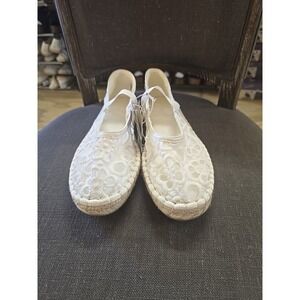 Women's Celia Floral Lace Mary Jane Espadrille Flat with Memory Foam Insole 9.5
